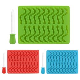 Uarter High quality Silicone Gummy Mould Creative Worm Candy Tray Moulds Heat-resistant Snakes Chocolate Mould234n