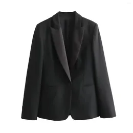 Women's Suits Black Tuxedo Jacket Blazer Women Elegant Formal Blazers Suit Female Long Sleeve Slim Coats Comfort