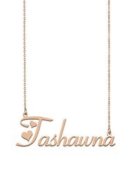 Tashawna Name Necklace Custom Nameplate Pendant for Women Girls Birthday Gift Kids Friends Jewellery 18k Gold Plated Stainless 6616604
