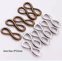 300Pcs Antique Silver gold Bronze Feather Infinity Symbol Connectors Pendant Charms For necklace Jewellery Making findings 23x8mm1900372