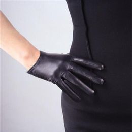 Women's short design sheepskin gloves thin genuine leather gloves touch screen black motorcycle glove R630 2011042934