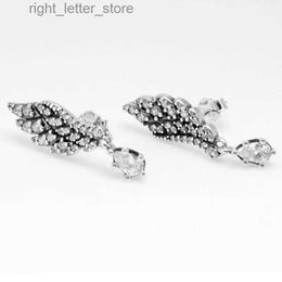 Stud Original 925 Sterling Silver Earring Sparkling Angel Wings With Crystal Earrings For Women Gift Europe Birthday Jewellery YQ231211