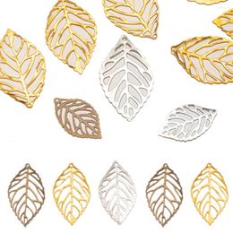 Charms 50pcs Vintage Hollow Leaf Pendant For DIY Earrings Bracelet Key Jewellery Making Supplies Materials Handmade Accessories