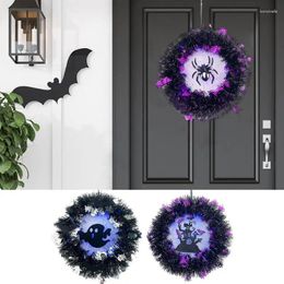 Decorative Flowers Halloween Lighted Wreaths Glow Decoration Wreath Hallway Door Wall Horror Party Hanging For Room
