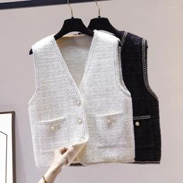 Women's Vests 2024 Artificial Sweater Vest Outer Wear Autumn V-neck Classic Style Fashion All-Match Knitted