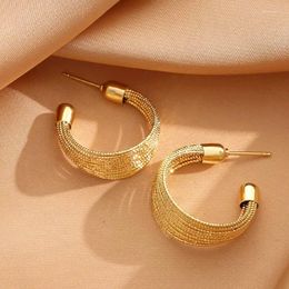 Hoop Earrings Women Fashion C-shaped Trendy Multi-layer Circle Geometric Design Ear Studs Ladies Elegant Jewelry Accessories