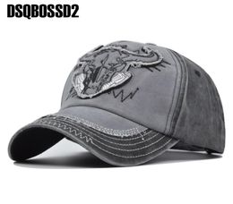 DSQBOSSD2 Summer new hat bull head retro sports hiking hat rebound washed cotton cap casual baseball cap men and women adjustable2561262