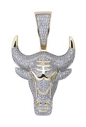 TOPGRILLZ Bull Demon King Gold Silver Colour Chain Iced Out Pendant Necklace Men With Tennis Chain Hip HopPunk Fashion Jewellery Y208639747