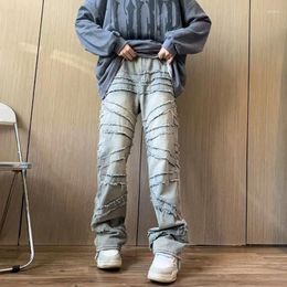 Men's Jeans 2023 Y2K Streetwear Washed Blue Baggy Stacked Pants For Men Clothing Straight Old Hip Hop Denim Trousers Pantalones Hombre