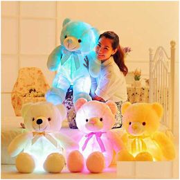 Stuffed Plush Animals 1/6 Luminous 30/50/80Cm Creative Light Up Led Colorf Glowing Teddy Bear Animal Toy Christmas Gift For Kid Q0 Otl3X