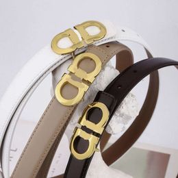 Desginer feragamo Genuine Leather Women's Belt Gold Double Loop Simple and Versatile Women's Belt Paired with Jeans