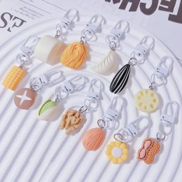 Creative Cute Simulation Food Keychains Funny Resin Fruits Vegetables Pendant Phone Case Hanging Ornaments Bag Charms