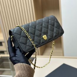 23K Camellia Chain Bag Caviar Bag 23x11cm Leather Rhomboid Gold Hardware Metal Clasp Luxury Handbag Matelasse Chain Crossbody Bag Makeup Bag Envelope Bags Sacoche
