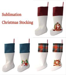 Sublimation Christmas Sock Festives Children White Blank DIY high quality gift 5 Colours candy bags Tree pendant3171453