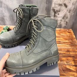 Grev botları savaş 20mm bot tasarımcısı erkek kadınlar Paris kovboy botları moda retro yüksek şövalye botları lüks platform sergent derbi botları boyut 35-45