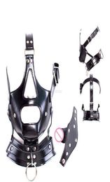 SM Sex Adult Toy Pu Leather Fetish Head Wrap Bondage Headgear Mask Hood with Harness Strap Muzzle Penis Gag Restraint Role Play To9484965