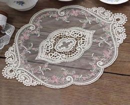 Vintage French Lace ins Table Mat Ins Embroidered Lace Tablecloth Pastoral European Style Bedside Table Decoration Rose Placemat3081302