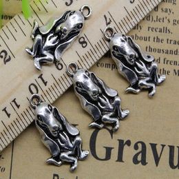 Whole 100pcs Pet Dog Alloy Charms Pendant Retro Jewellery Making DIY Keychain Ancient Silver Pendant For Bracelet Earrings 24x13316E