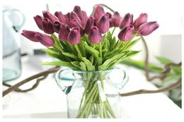 Latex Tulips Artificial PU Flower bouquet Real touch flowers For Home decoration Wedding Decorative 11 Colors Avalid4760112
