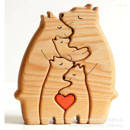 Decorative Figurines Wooden Elephant Family Puzzle Toy Nursery Decoration Mother Day Gift