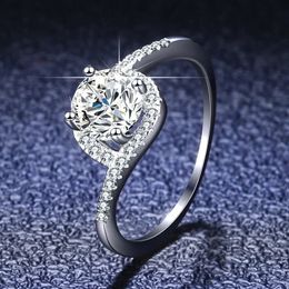 Wedding Rings 100% Genuine Certified 18K White Gold Rings Round VVS 1 Carat Diamond Rings Women Bride Wedding Band Fine Jewellery 231208