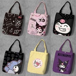 Kuromi Cartoon Student Printed Canvas Recycle Shopping Bag Large Capacity Customize Tote Fashion Ladies Casual Shoulder Bags 200912360