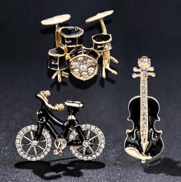 Fshion brooch metal bicycle violin drum set brooches style brooch banquet jewelry ladies exquisite enamel scarf badge8232193