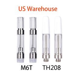 In Stock USA Warehouse M6T Th205 Oil Carts Atomizers Ceramic Coil Empty Tank 510 Thread fit Max Lo Battery Pen Thick Oil Atomizer Glass Tank