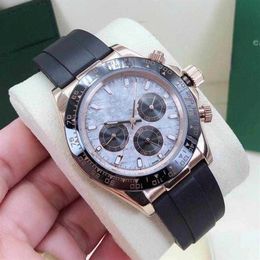High quality rose gold fashion mens watch Meteorite face Rubber strap Sapphire Mechanical automatic sweep watches Stainless steel 264L