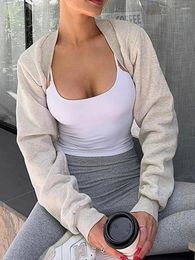 Women's Hoodies Weekeep Chic Streetwear Grey Cardigan Fashion Street Style Full Sleeve Womens Sweatshirt Smock 2000s Aesthetic Outfits