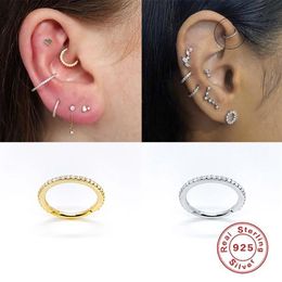 Woman Earrings 925 Sterling Silver Huggies Pendientes Bling Crystal Cartilage Hoop Earring Ear Bone Earlobe Piercing Buckle & Hugg304e