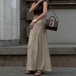 Skirts Clinkly Sequin Female Sexy Maxi Skirt Summer Fashion Glitter High Waist Loose Elegant Club Long Women