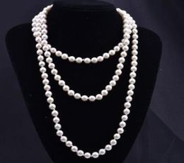 2021 fashion personality retro glass imitation pearl necklace women simple knotting multilayer long style a variety of Colours to 1094363