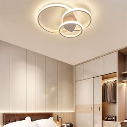 Modern Rings LED Chandeliers Lighting For Bedroom Living Room White Black Coffee Ceiling Lights Fixture Lamps AC90-260V MYY233u