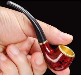 Smoking pipes Resin curved pipe owner's pipe mini compact portable smoking rod copper pot novice smoking set