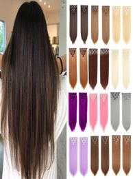 7pcsSet 130G Synthetic Clips In Hair Extensions High Temperature Fiber Straight Hairpieces Coloful For Women1229534