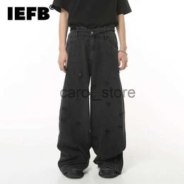 Men's Pants IEFB Men's Wear New Baggy Jeans Personality Double Waist Wide Leg Denim Pants Trend Worn Out Loose Oversize Streetwear 9C1584 J231208