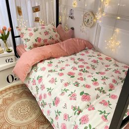 Bedding Sets Flower Printed Set Single 3pcs Duvet Cover Bed Sheet Pillowcase Boys Girls Children Bedroom Decoration Linen