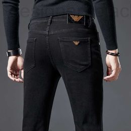 Men's Jeans designer jeans Autumn/Winter Korean Edition Medium Waist and Small Foot Slim Fit Solid Black Cotton Spandex Versatile Pants AJ CVAT
