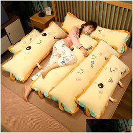 Stuffed Plush Animals 120Cm Cute Expression Bread Long Pillow Real Life Food Toy Doll Fluffy Cartoon Nap Bed Cushion Funny Gift Q0 Ot2Wf