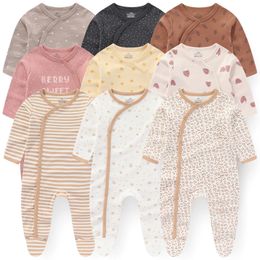 Rompers Cotton Baby Girl Clothes 3pieces Cartoon Born Boy Set Long Sleeve Autumn Footie Jumpsuits Zipper Spring Bebes 231211