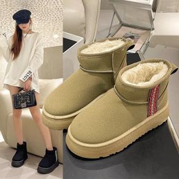 Boots Women Designer Snow Winter Cowskin Fashion Ladies Platform Fur Classic Ultra Mini Suede Wool Ankle Booties Trendy