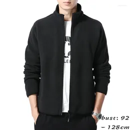 Men's Jackets High Quality Fleece Jacket For Men Long Sleeve Big Size Spring 2024 Causal Outerwear Clothing - Grey Black Blue