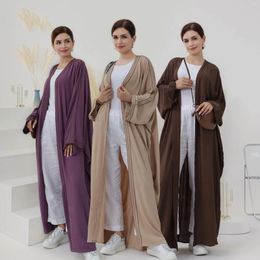 Ethnic Clothing Fashion Islamic Cardigan Kimono Open Abaya Muslim Dress Dubai Style Women Embroidery Edge Abayas