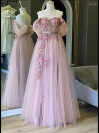 Party Dresses A-line Tulle Strapless Prom 2023 Elegant Sweetheart Neck Open Back Lace Up Evening Dress With Beading 3D Appliques