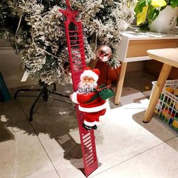 Christmas Decorations Electric Climbing Ladder Santa Claus NewYear Gift Ornament Decoration For Home Tree Hanging Decor With sicvaiduryd