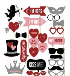 27pcs DIY Moustache Lip XOXO Valentine Day Christmas Beard Wedding Decoration Event Festive Party Supplies Favours Po Props HJIA84042943
