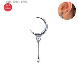 Stud ASTM F136 Titanium Crescent Moon Wand Threaded End Fairy Tale Earring Stud Zircon Body Piercing Jewellery YQ231211