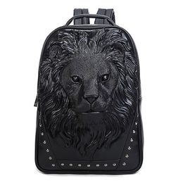 Whole factory mens shoulder bags street cool animal lion head men backpack waterproof wear-resistant leather handbag outdoor s233x