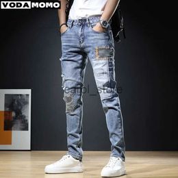 Men's Pants 2023 Men Stylish Ripped Jeans Pants Slim Straight Frayed Denim Clothes Men New Fashion Skinny Trousers Clothes Pantalones Hombre J231208